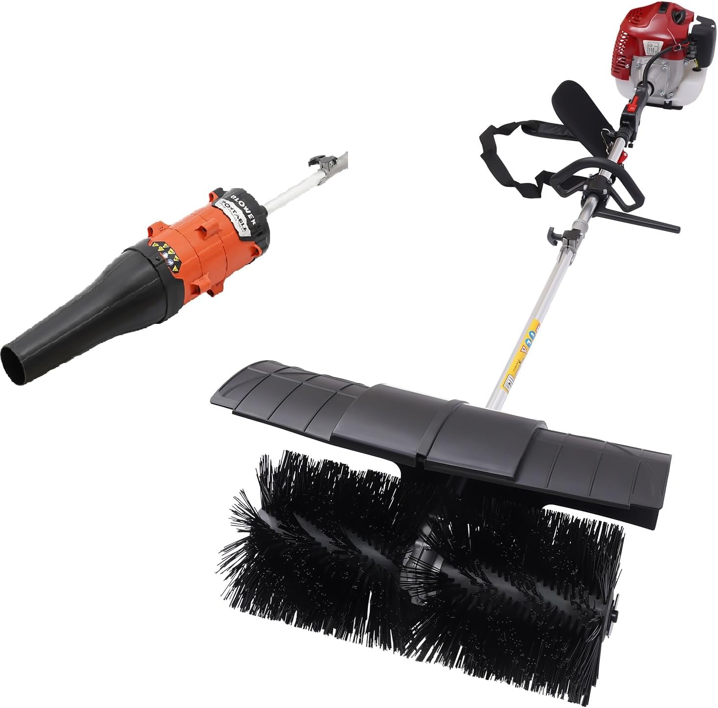 Gas Powered Lawn Sweeper, 2 in 1 Gas Sweeper Brooms with Blower, 52CC 2.3HP Outdoor Gas Powered Broom Artificial Grass Brush Gas Powered Broom Handheld Turf Lawn Sweepers