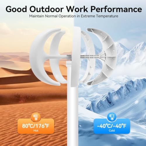 2000W Vertical Axis Wind Turbine Generator Kit - 5-Blade 12V/24V/48V/220V - Ideal for Home, Hybrid Systems & Streetlights - Durable White Design