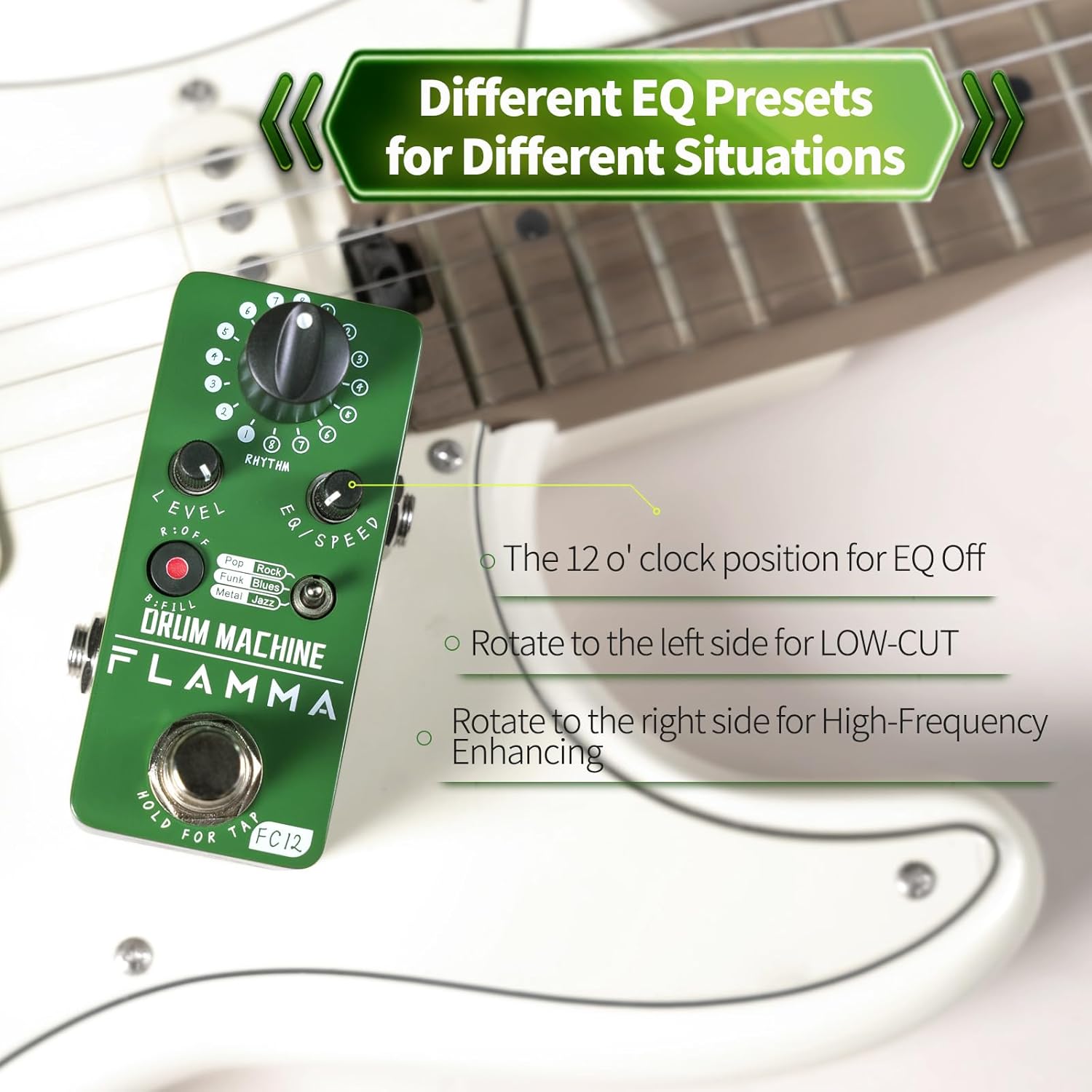 FLAMMA FC02 Reverb Guitar Pedal and FC12 Drum Machine Guitar Pedal