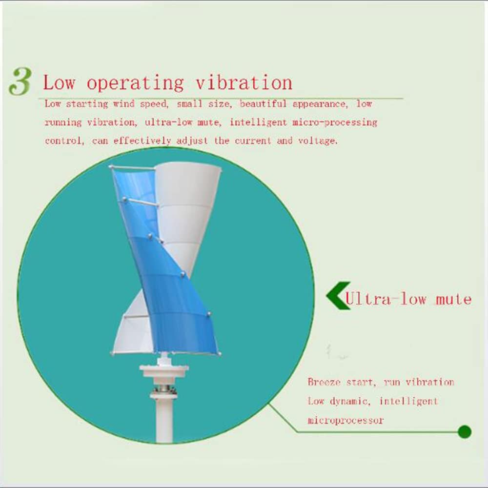 4000W Vertical Axis Wind Turbine Generator, 220V 12V/24V/48V Wind Generator 10 Blade Vertical Spiral Turbine Generator with Controller (Orange White),48v