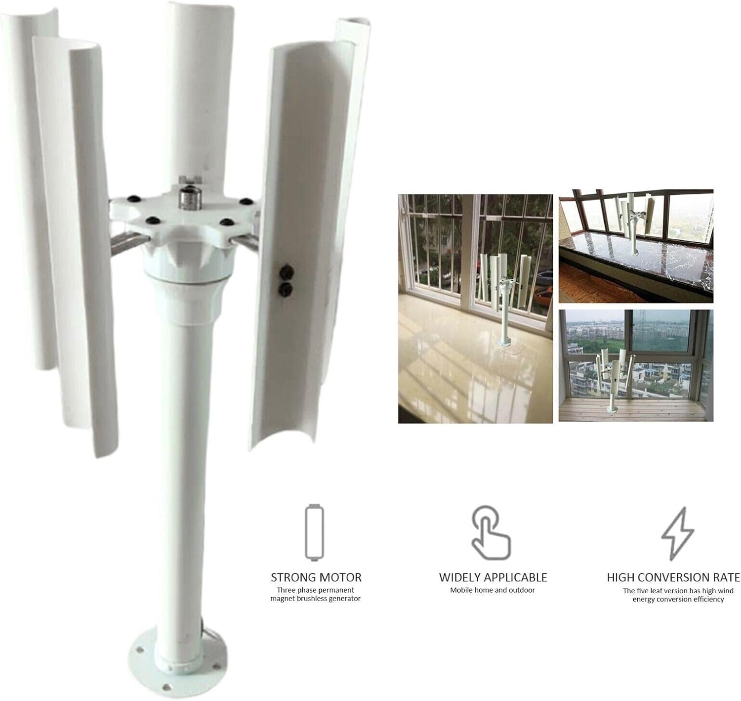 35W +10W Micro Spiral Wind Turbine DIY White Wind Turbine Model 1-12V Permanent Magnet Generator Model Breeze Starter Generator Light Strip LED Light