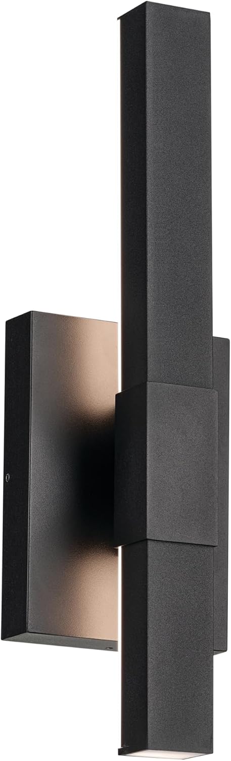 Kichler Nocar LED Textured Black Modern Garage or Patio Outdoor Wall Light for Outdoor Walls, Exterior Doors, Garage, Porch or Patio Walls, 16