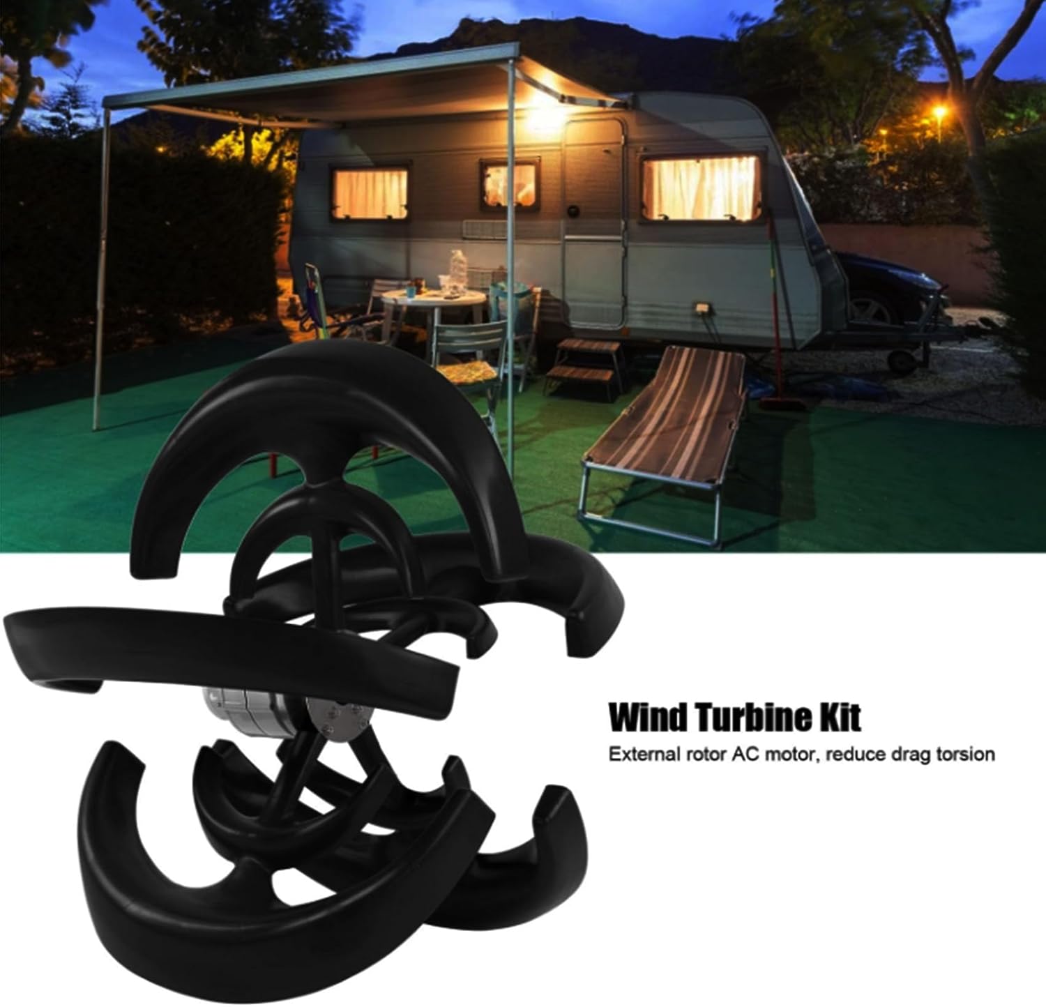 6000W Black Wind Turbine Generator, 12V 24V 48V Wind Vertical Axis Generator with Controller, 5 Blade Wind Turbine Generator Kit for Boat, Patio, Cabin