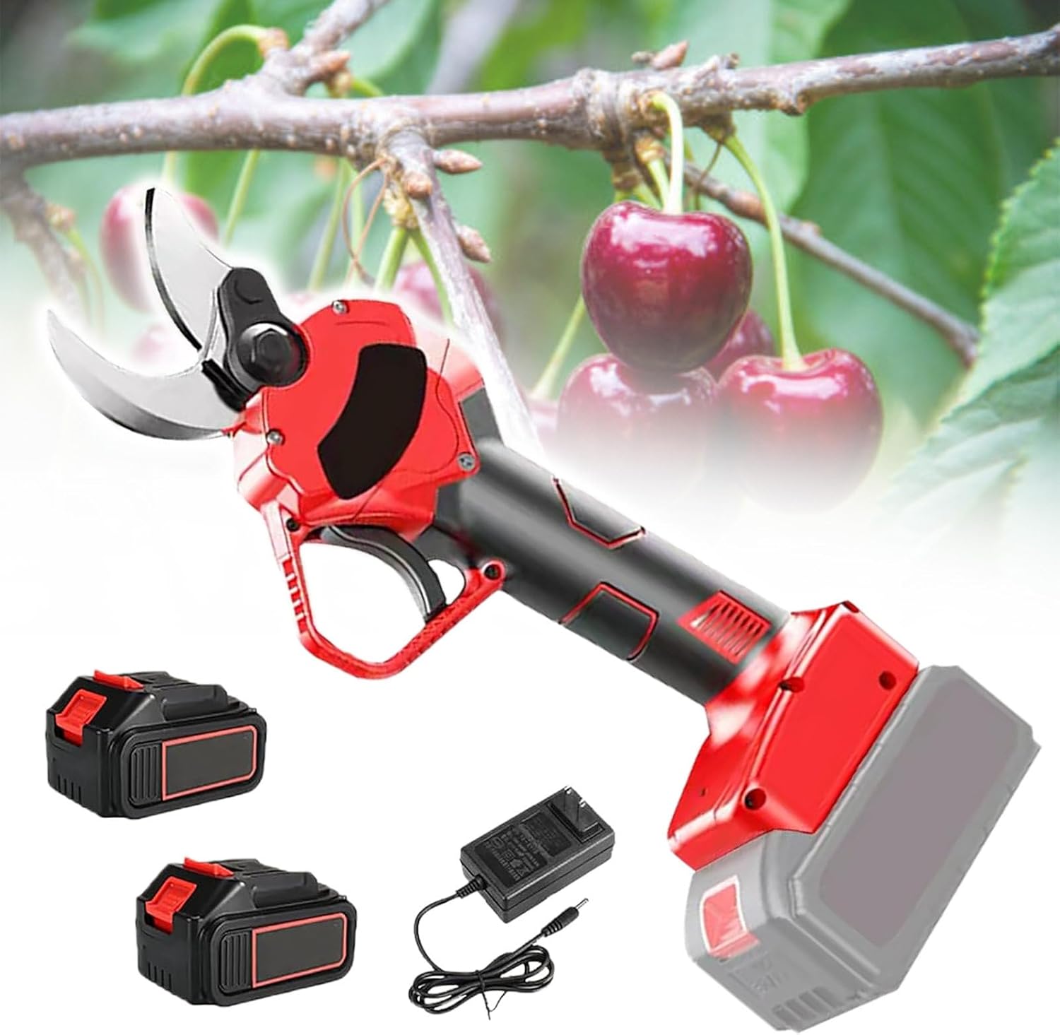 Tree Branch Cutter, Electric Pruning Shears, Handheld Portable Cordless Electric Pruner Branch Cutter, 30mm/1.2in Tree Trimmer,2 Battery