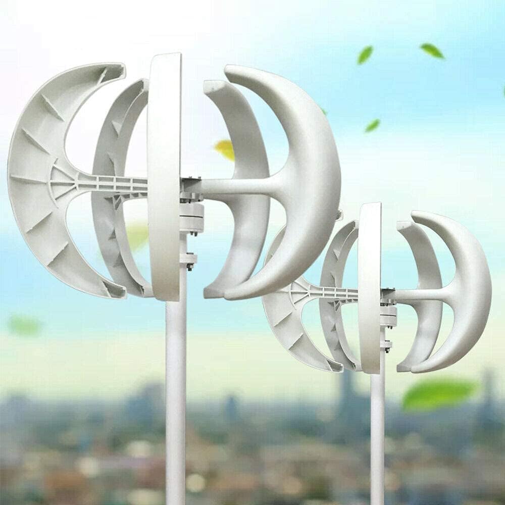 Wind Turbine Generator 24V 600W 5 Blades Vertical Axis Wind Turbine Kit 2ms Low Wind Speed Starting Wind Power Generator with Controller for Home Camping Boat Use White (24V)