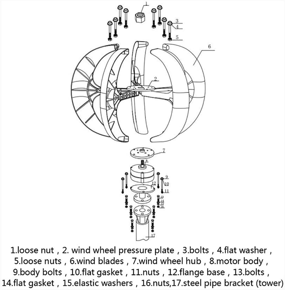 600W Wind Turbine Generator, 12V 24V 48V 5 Leaves Lantern Wind Turbine Vertical Wind Generator Kit Electricity Equipment