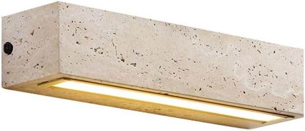 Outdoor/Indoor Natural Stone Wall Sconces, Exterior IP65 Waterproof Yellow Travertine Wall Lamp, Japanese Style Wabi-Sabi Art Decor Wall Lighting Fixtures for Entryway Hallway Bedroom