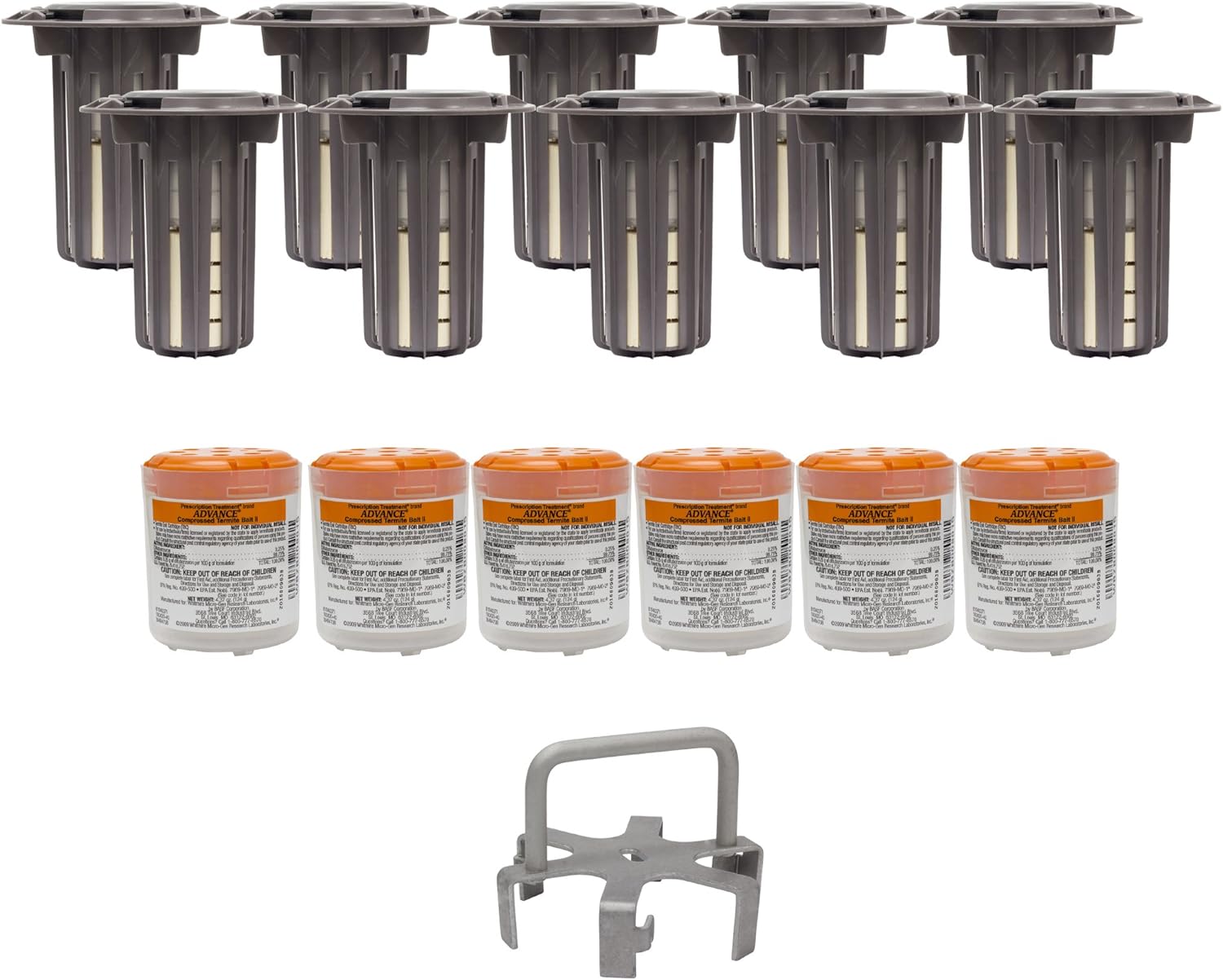 BASF Termite Bait & Monitoring System Home Kit, Includes 10 Pre-Loaded Stations, Inspection Cartridges, Puri-cel Matrix Wood Base, 6 Active Ingredient Bait Cartridges & Access Tool