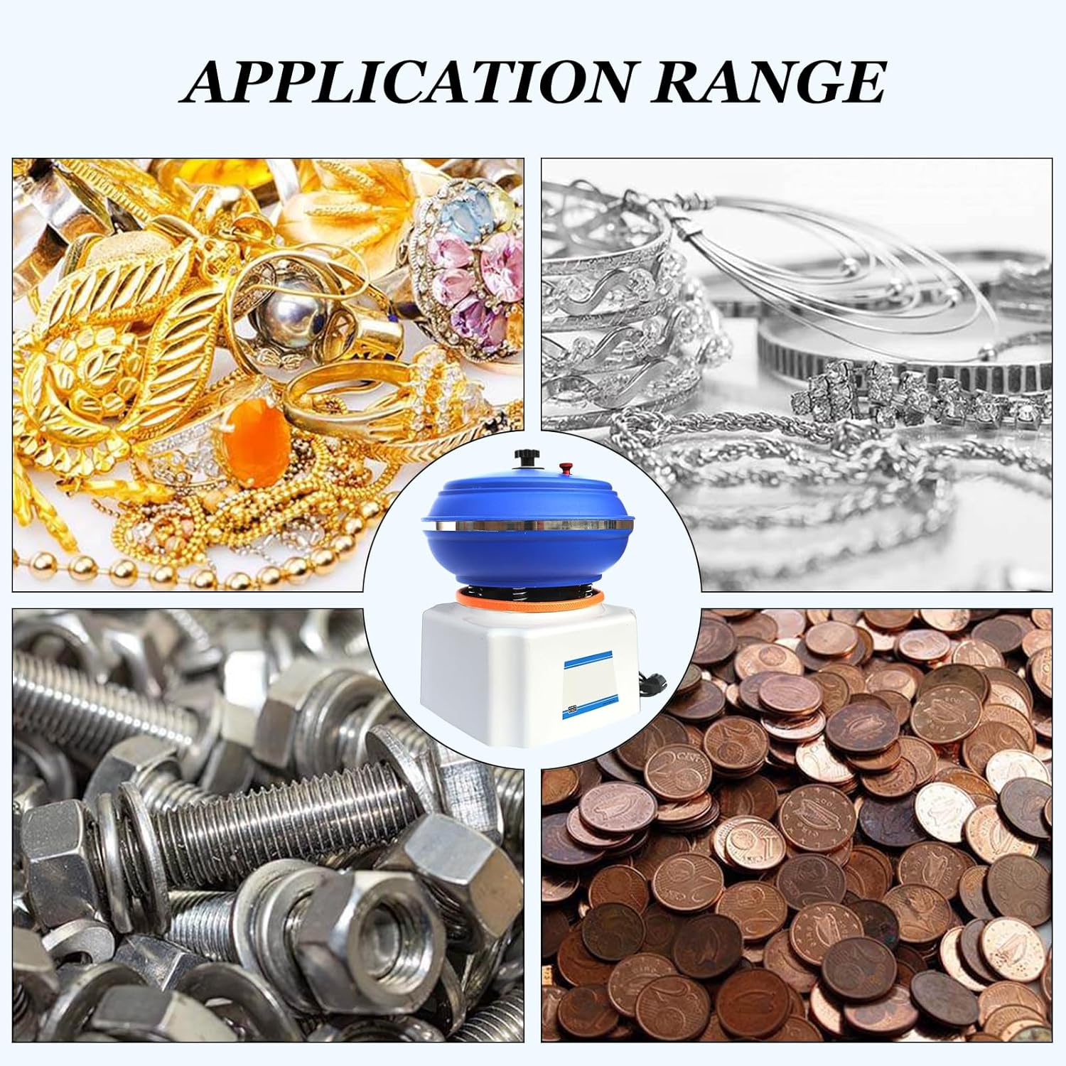 Electric Metal Parts Tumbler Plisher- Metal Polishing Vibratory Tumbler Rotary Vibratory, Bowl Metal Cleaner Bowl Finishing Machine Cleaning Tumbler