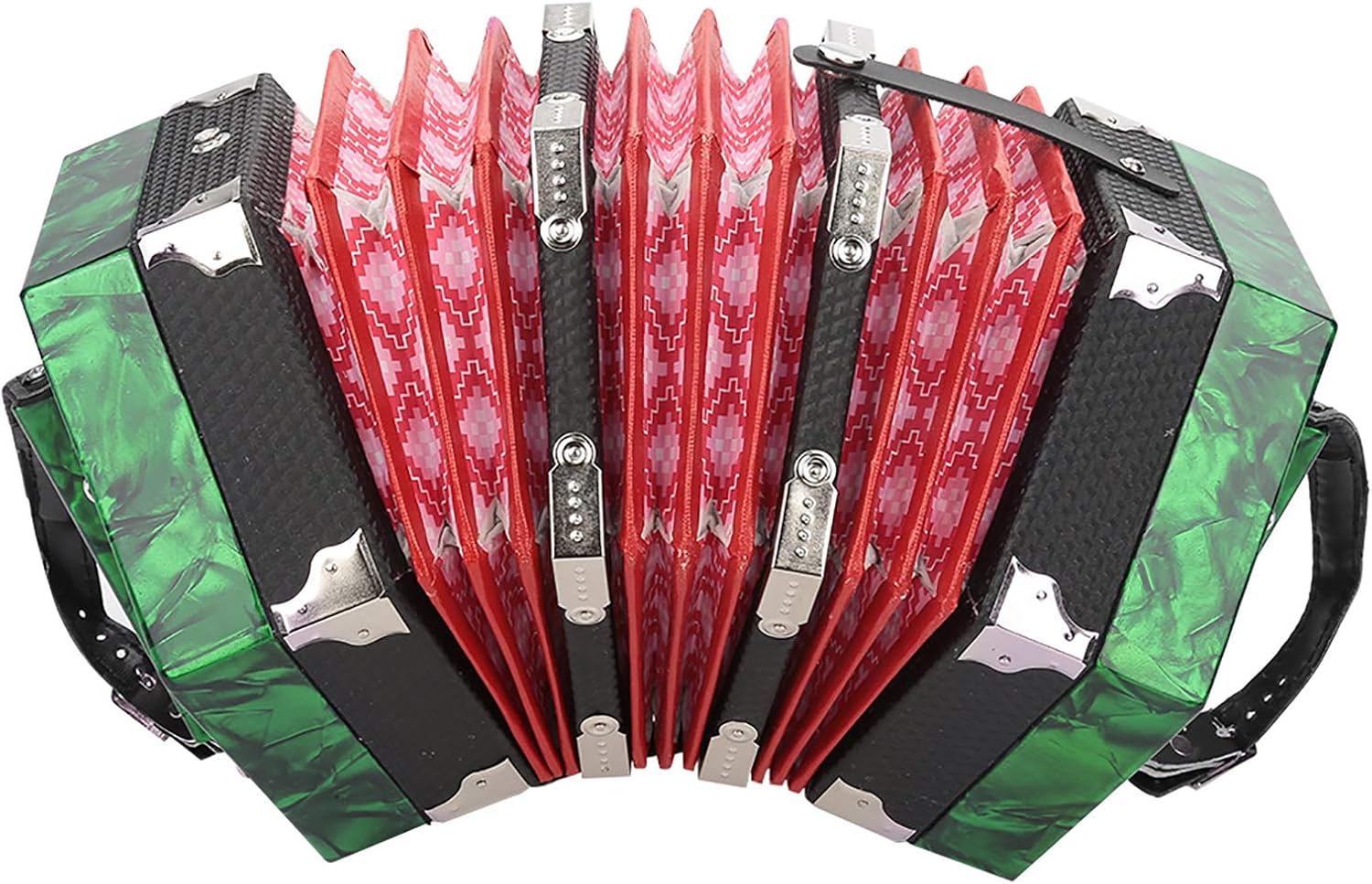 20 Buttons Accordion, ABS Concertina Accordion Lightweight Instrument Acordion Concertina with 2 Arm Straps Convenient Handle, Bag Included (Green)