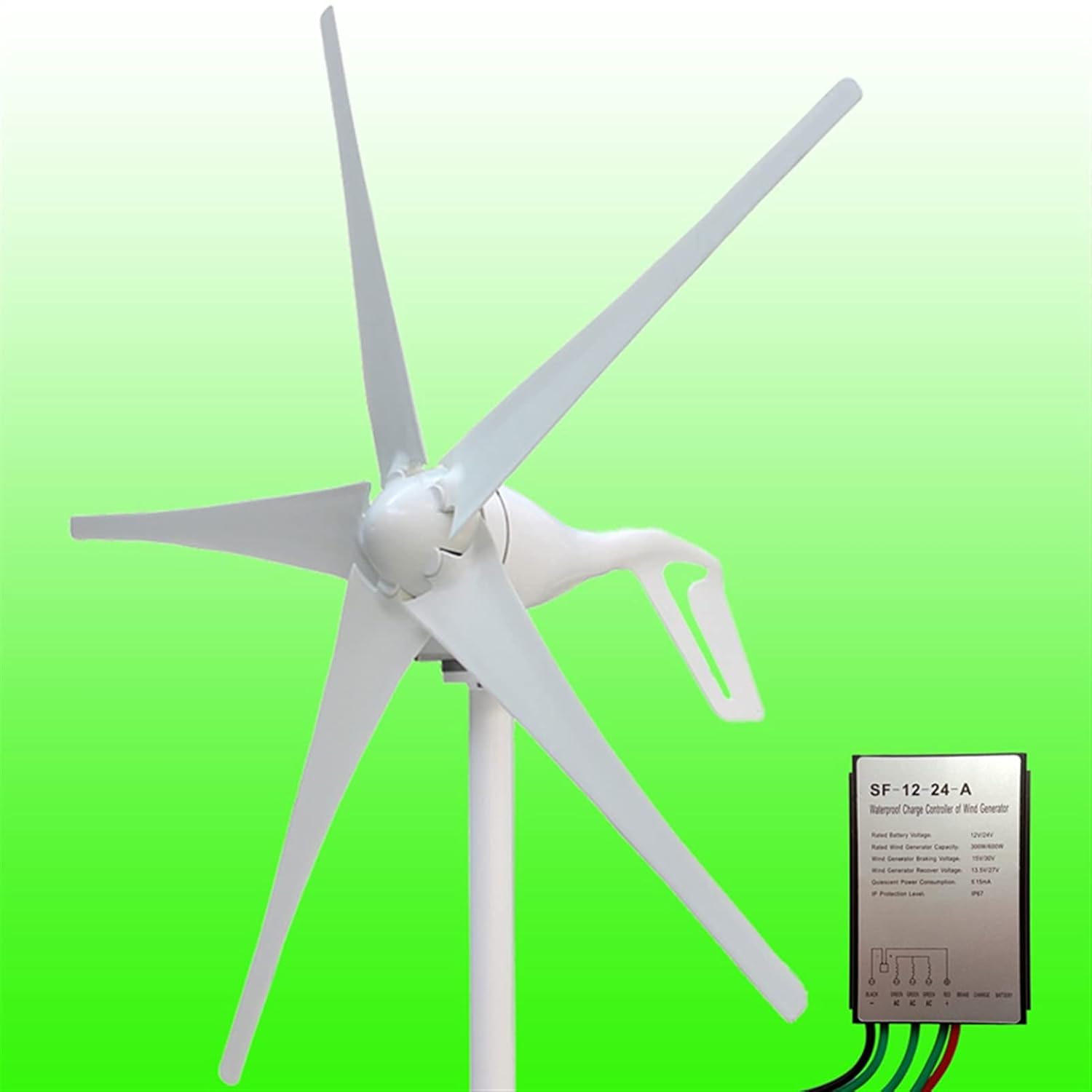 400W 12V/24V Wind Generator 3/5 Blades Optional Permanent Magnet Wind Turbine Generator Wind Generator Kits - Onshore Wind(Orange,24)