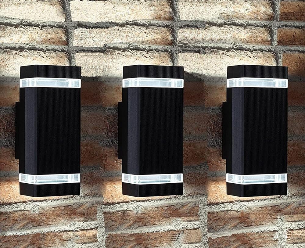 Exterior Lights for House, Dusk to Dawn Outdoor Lighting Fixtures Wall Mount - ETL Listed,Aluminum Outdoor Wall Lights 5000k - Up Down Light Fixture for Porch, Garage (Square 3 Pack)