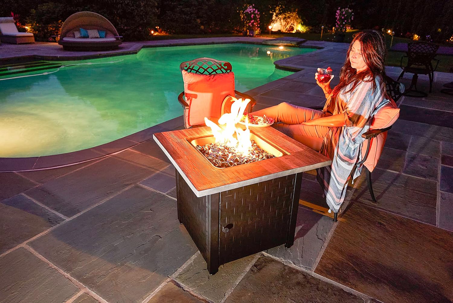 Endless Summer 30-in Black/Grey Tabletop Steel Propane Gas Fire Table