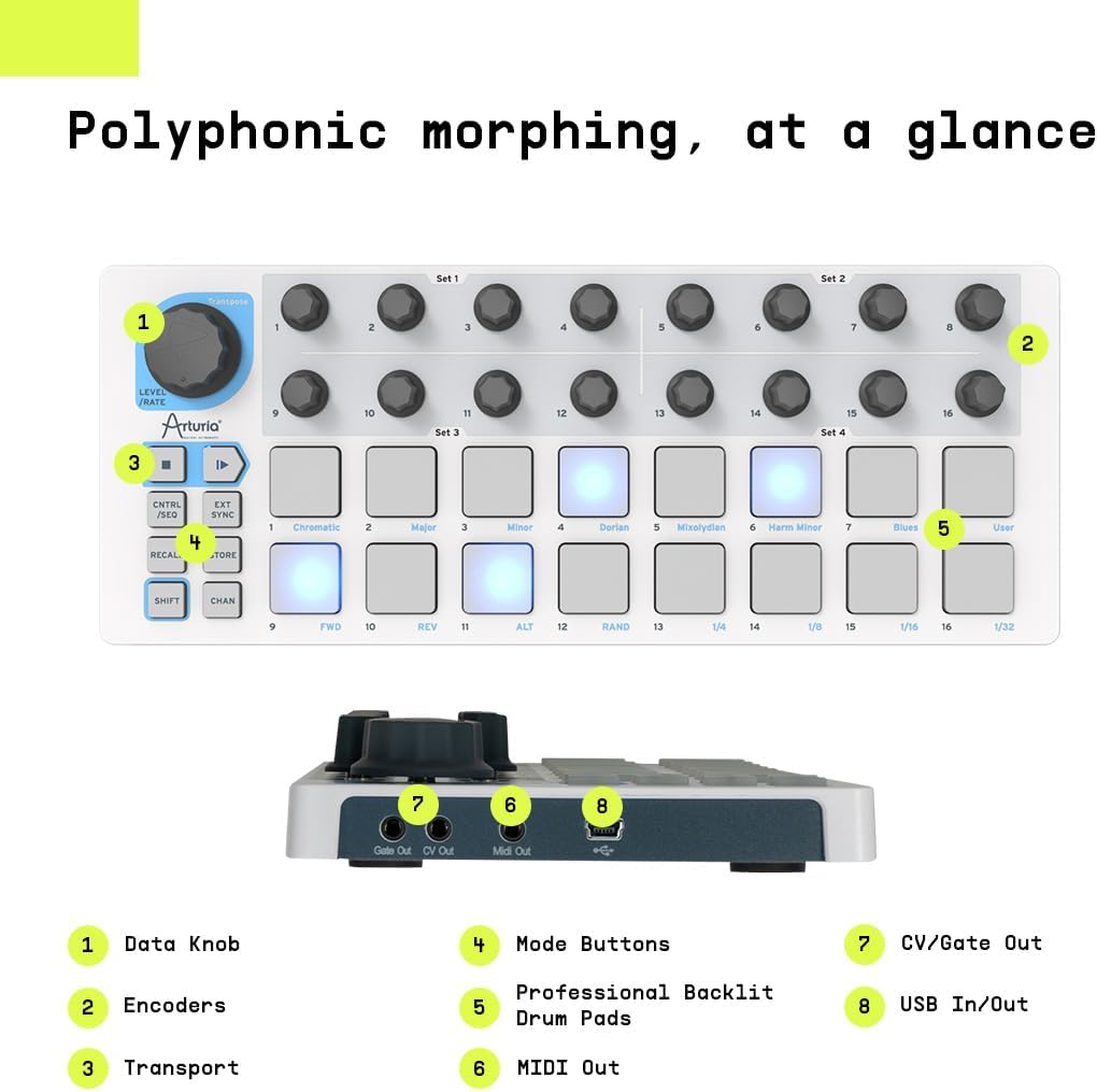 Arturia - BeatStep - Compact MIDI Controller & Sequencer with Creative Software for Recording - 16 Pads, 16 Encoders