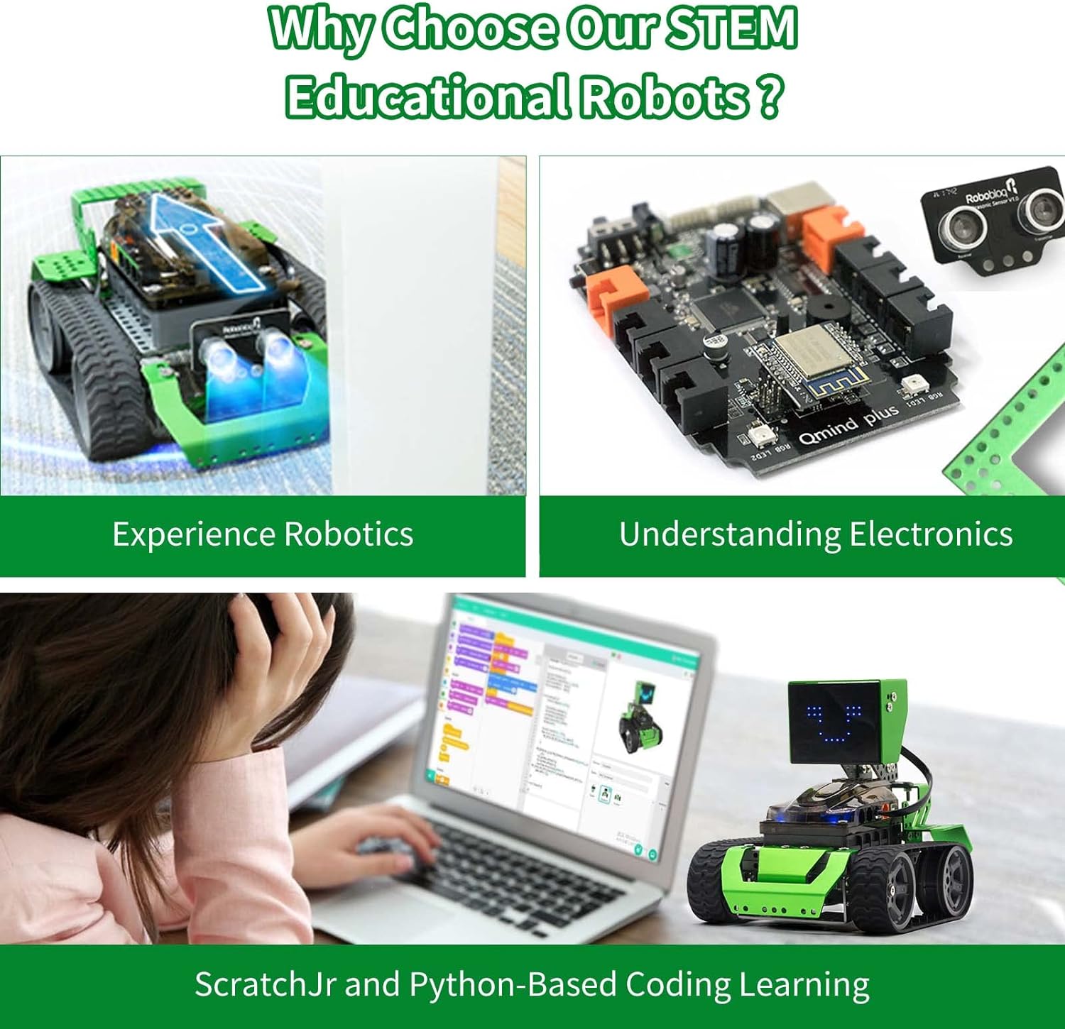 Robobloq Qoopers 6 in 1 Programming Robot Building Kit with Remote Control, LED Martrix, Ultrasonic Sensor etc. for Scratch Arduino Python Learning, Coding Toy for Kids