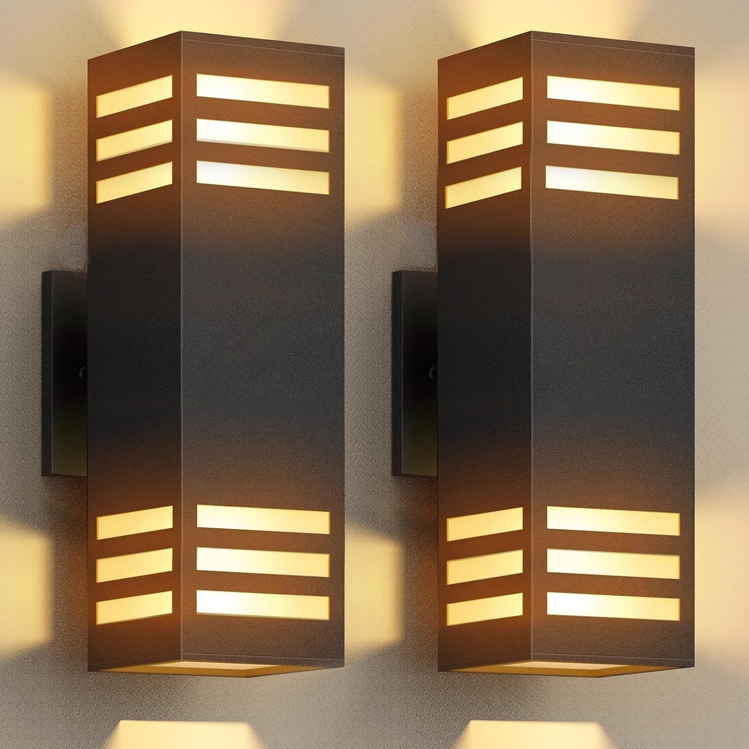 Modern Outdoor Wall Lights, Up and Down Color Changing Porch Lights,Cylinder Lights Outdoor Wall Sconce,Bronze Exterior Lighting Fixture Compatible with Smart Life & Tuya Smart