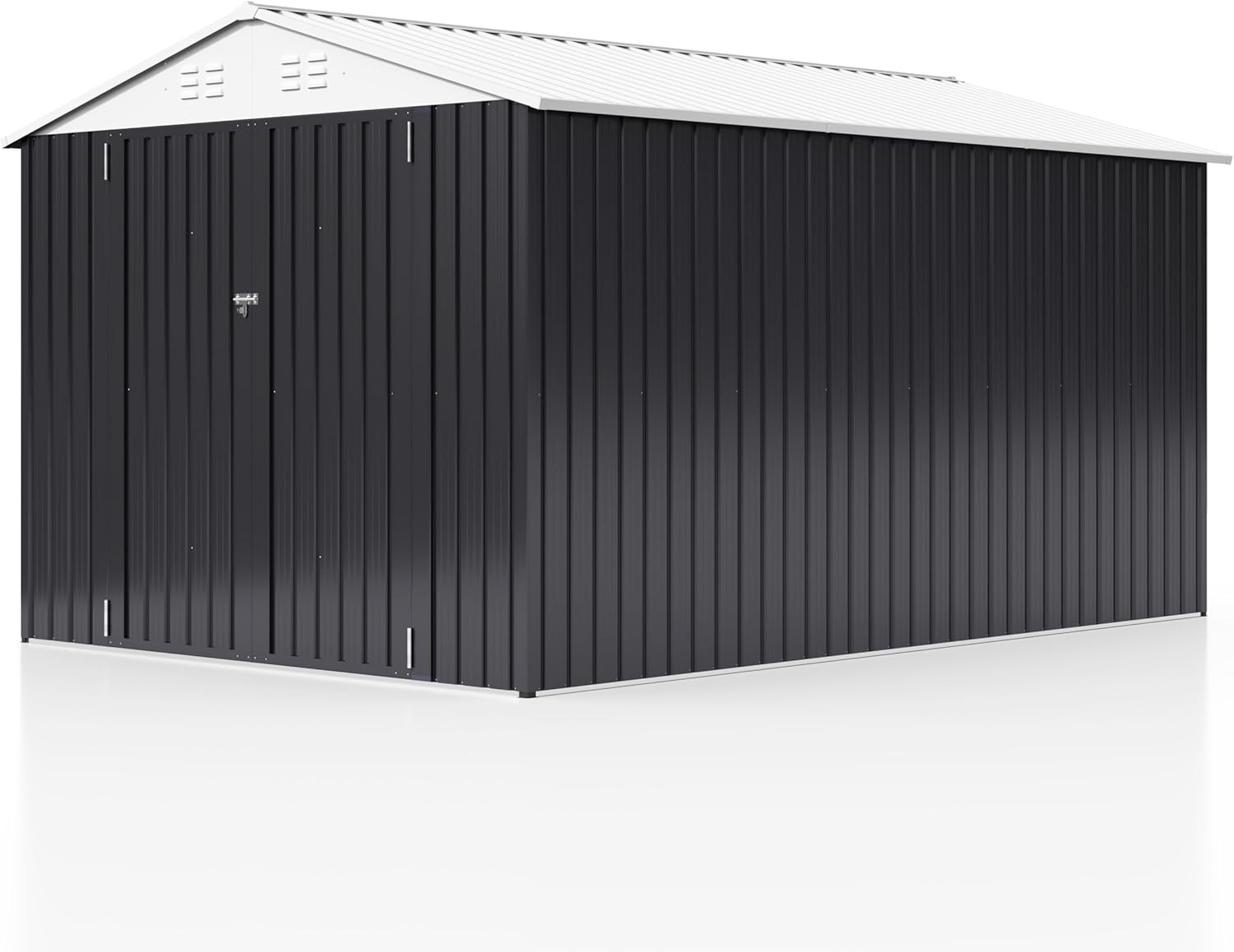 Polar Aurora 8 x 12 FT Outdoor Storage Shed, Metal Garden Shed with Updated Frame Structure, Tool Sheds for Backyard Garden Patio Lawn White