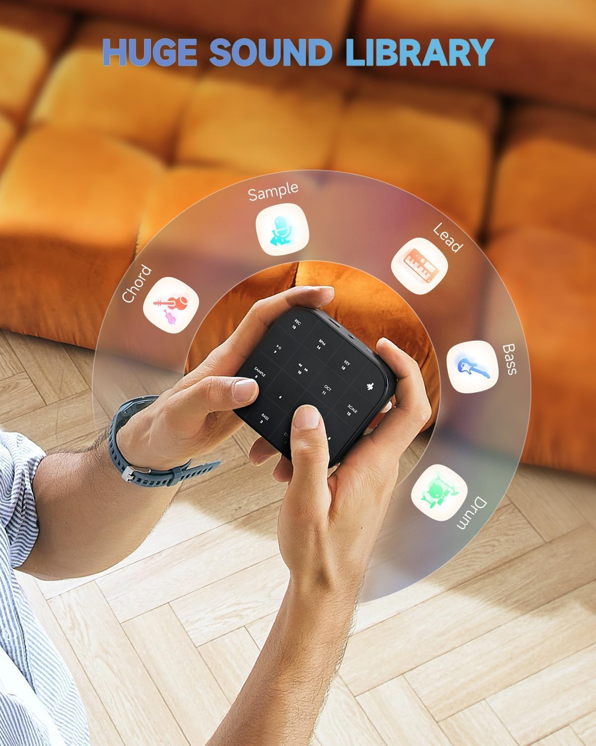 Donner MEDO Bluetooth MIDI Controller, Portable Groovebox | Chord, Sample, Lead, Bass, Drum | Built-in Looper and Synth | iOS, Mac, Windows, Android | Silicone Sleeve, Donner Play & MEDO SYNTH App