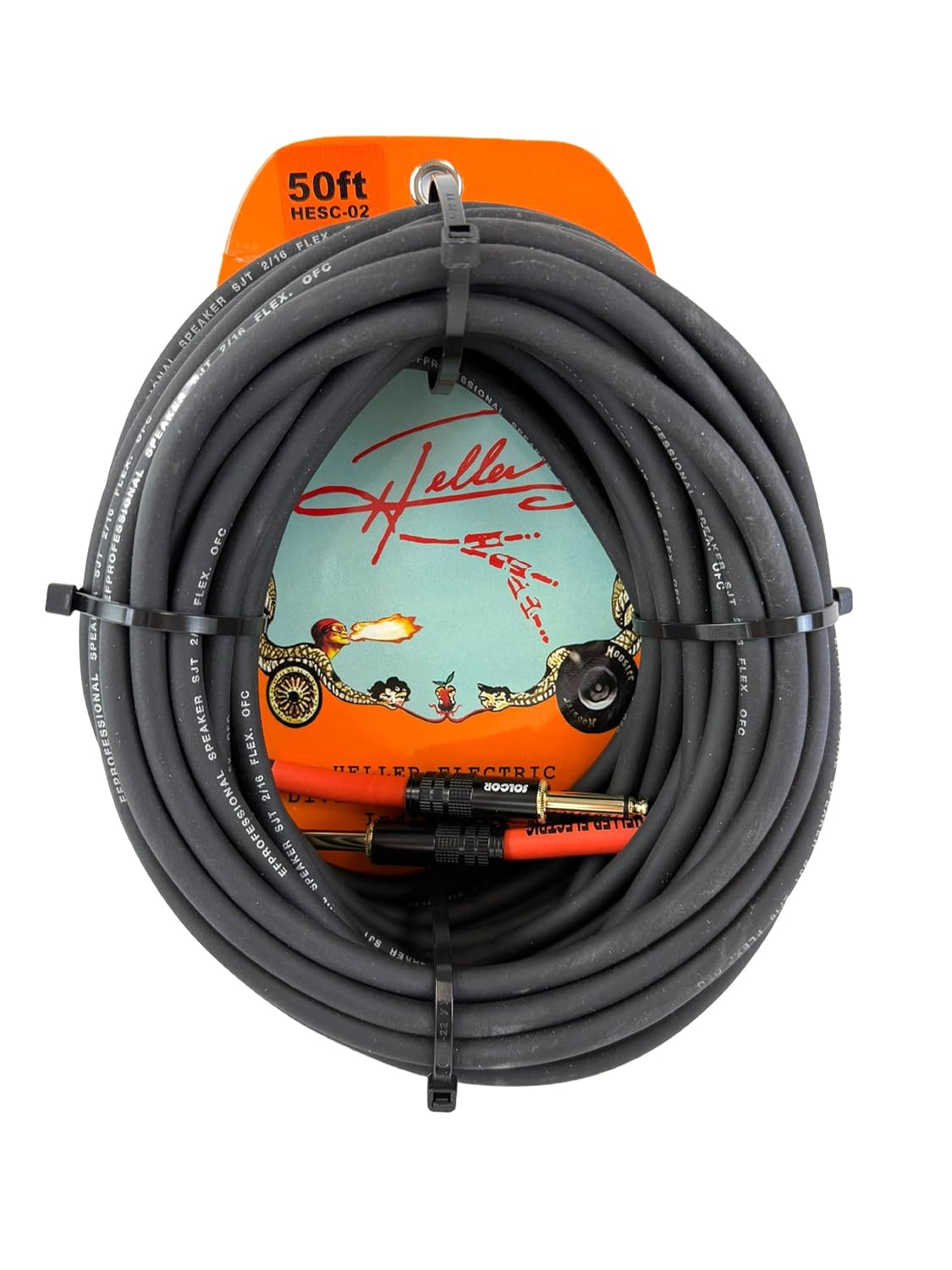Heller Electric 50ft Speaker Cable, 16-Gauge OFC Wire, Power Amps & PA Cabinets, 1/4