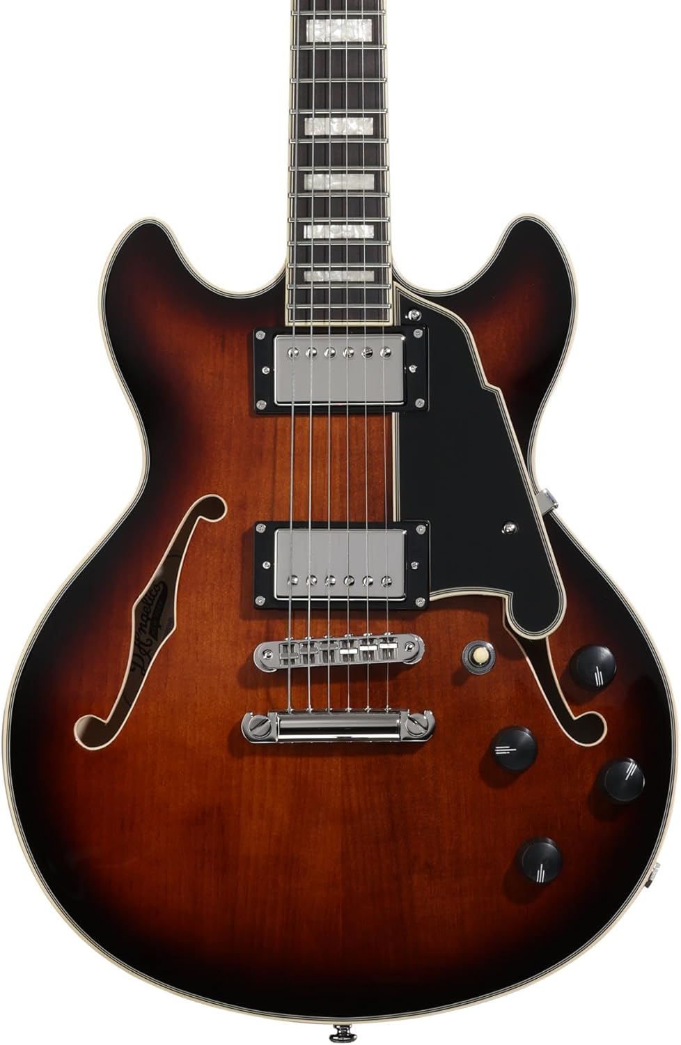 D'Angelico Premier Mini DC Electric Guitar - Brown Burst with Stopbar Tailpiece