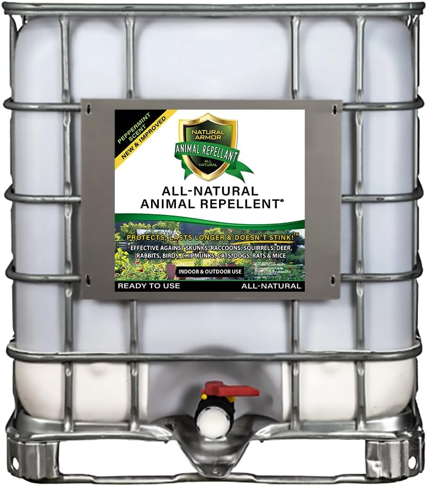 Natural Armor Animal & Rodent Repellent Spray. Repels Skunks, Raccoons, Rats, Mice, Deer Rodents & Critters. Repeller & Deterrent in Powerful Peppermint Formula - 275 Gallons