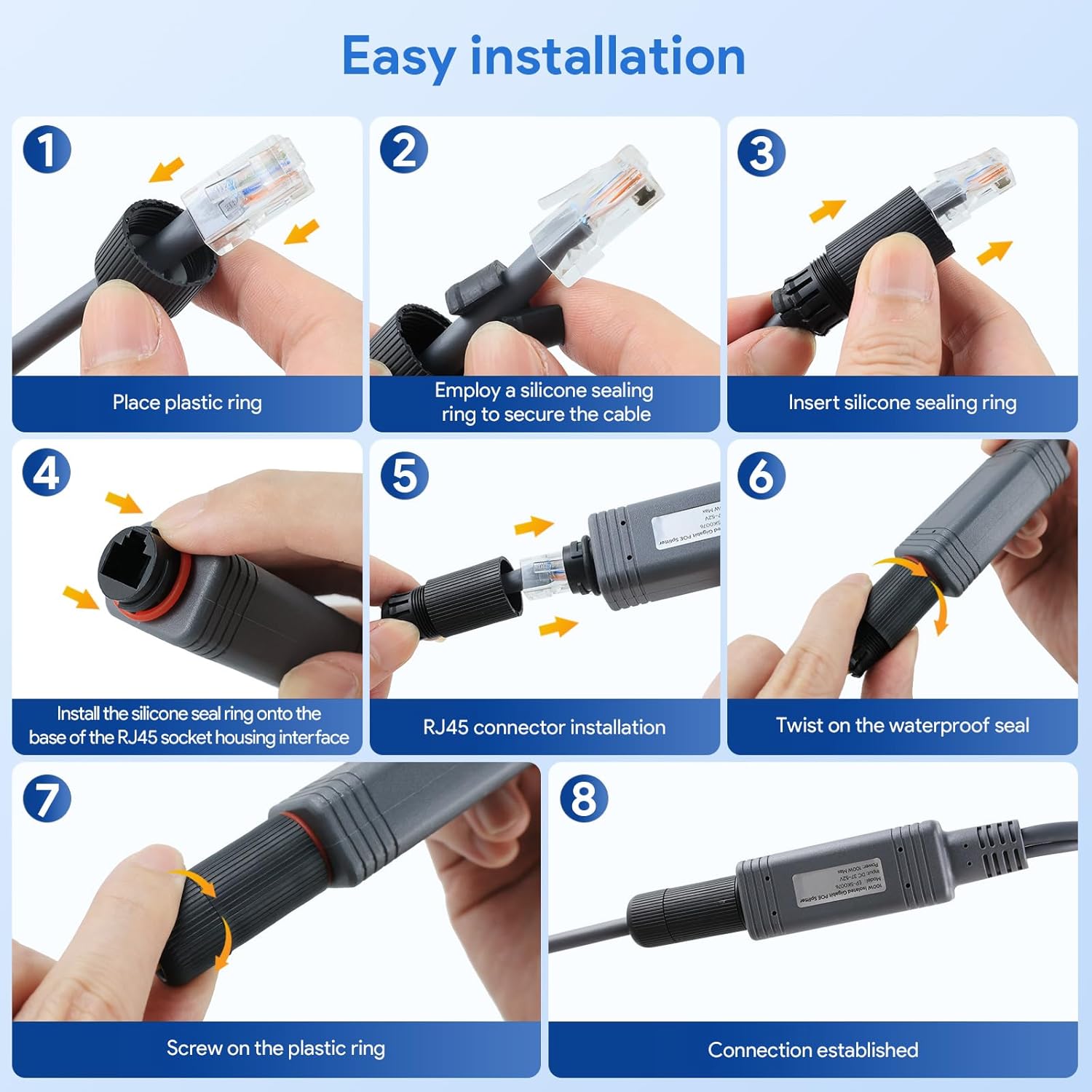 QUIDDITY Starlink Mini Poe Kit: 350W GigE & ESD Protection Starlink 12V Mini Adapter Splitter, 9-36V DC Input, 52V/6A DC for Star Link Mini/Gen 3 Dishy with Cooling Fan Starlink Internet Kit