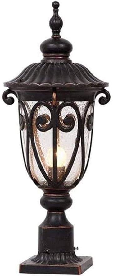 Industrial Retro E27 Column Light Outdoor Garden Post Lantern Outside The Villa Lighting Fixture Post Lamp Patio Die-Cast Aluminum Base Water-Proof Bubble Glass Deck Street Lig (14.5×18×45Cm )