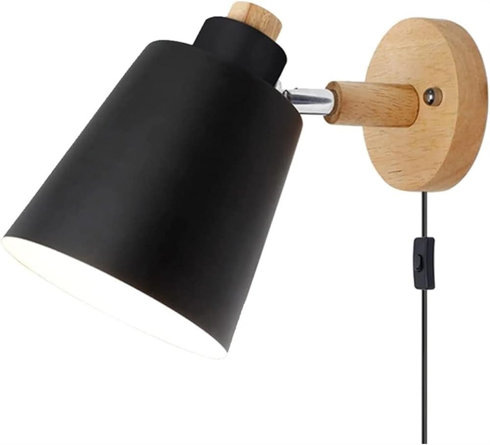 Adjustable Industrial Vintage Wall Lamp - Plug-in Bedside Sconce for Reading, Bedroom, Living Room, Doorway, Restaurant, Bar - Black Lighting Fixture (Black)