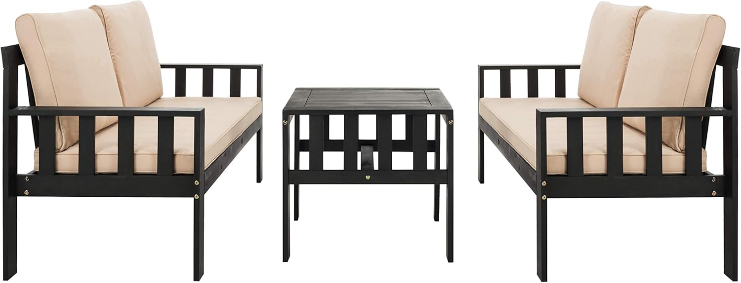 SAFAVIEH PAT6749A Collection Lardner Grey and Sahara Living Outdoor Set