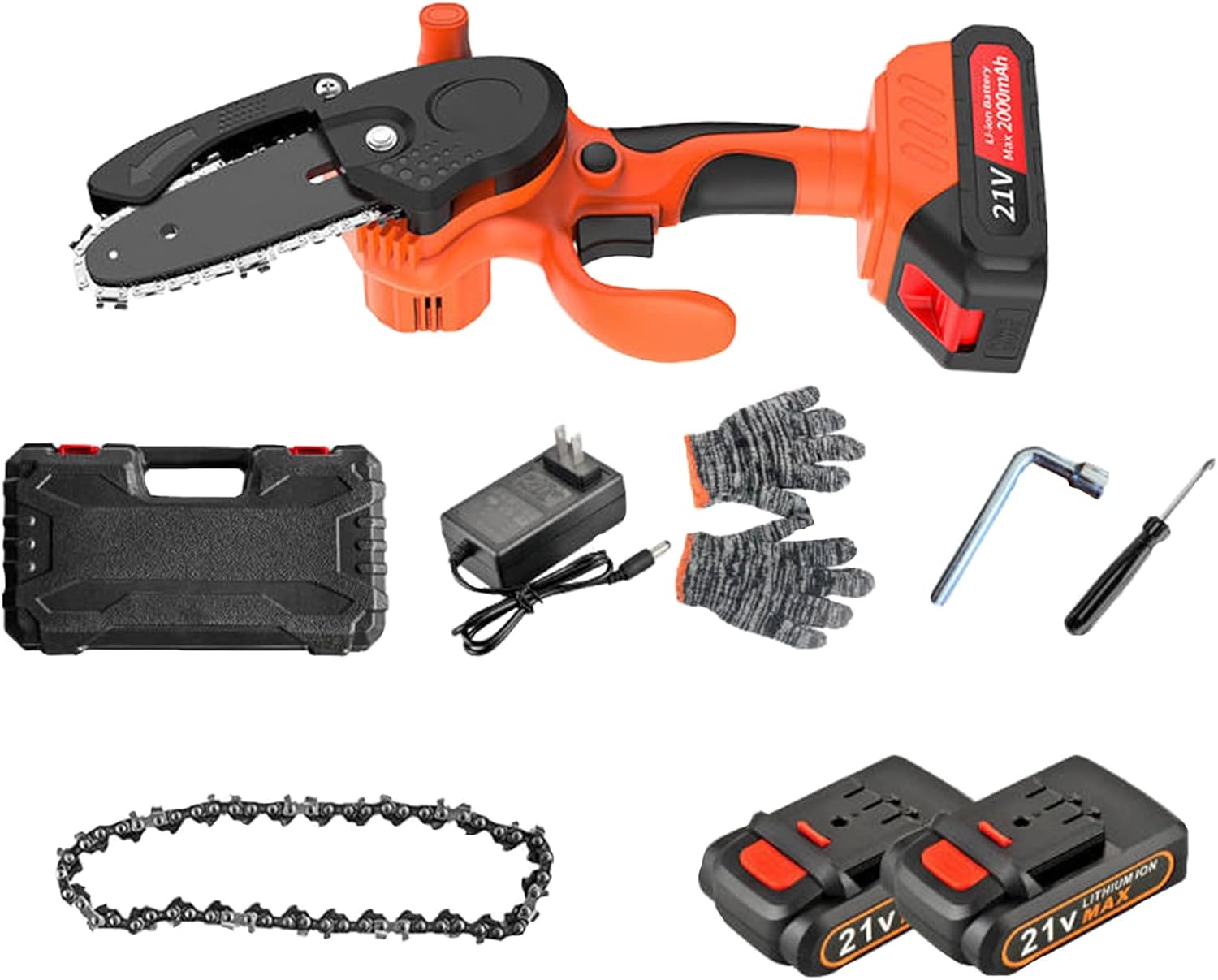 Brushless Mini Chainsaw, 4-Inch Cordless Chain Saw, 21V Battery Powered Chainsaw with Safety Lock, Portable One-Hand Chain Saw for Garden Pruning