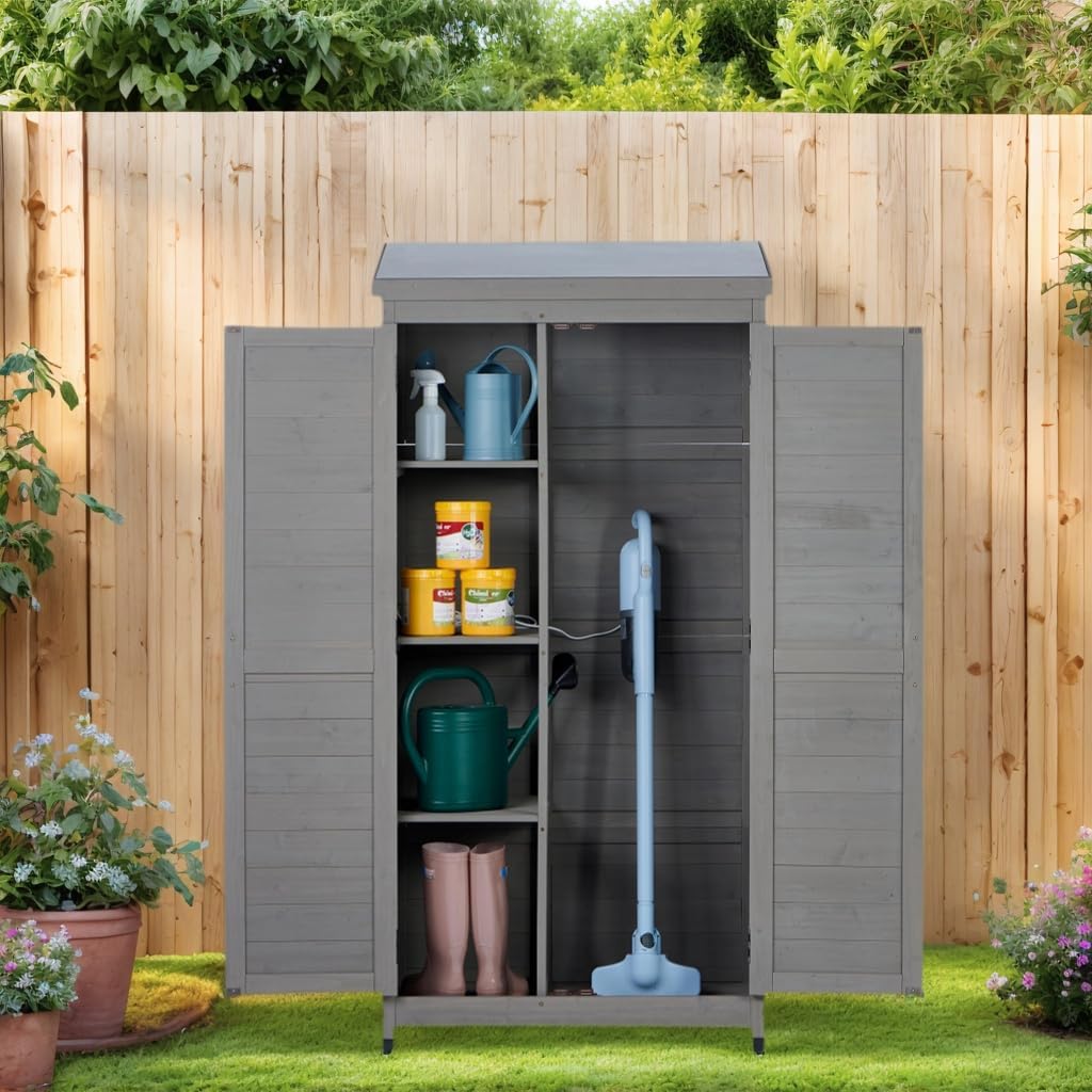 Outdoor Wooden Storage Shed with Metal Roof - 33