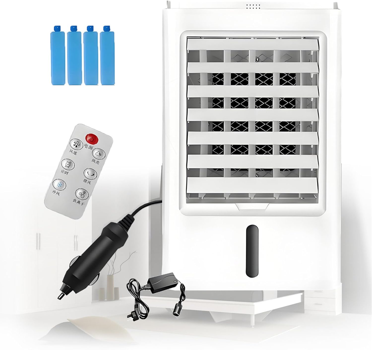 Portable Air Conditioners Car Air Cooler Home Car Fan Water Ice Air Conditioner with 3-Speed and Touch Screen Ac Unit Mini Fan for Room Tent Bedroom Car RV and Camping 12VHomeCar