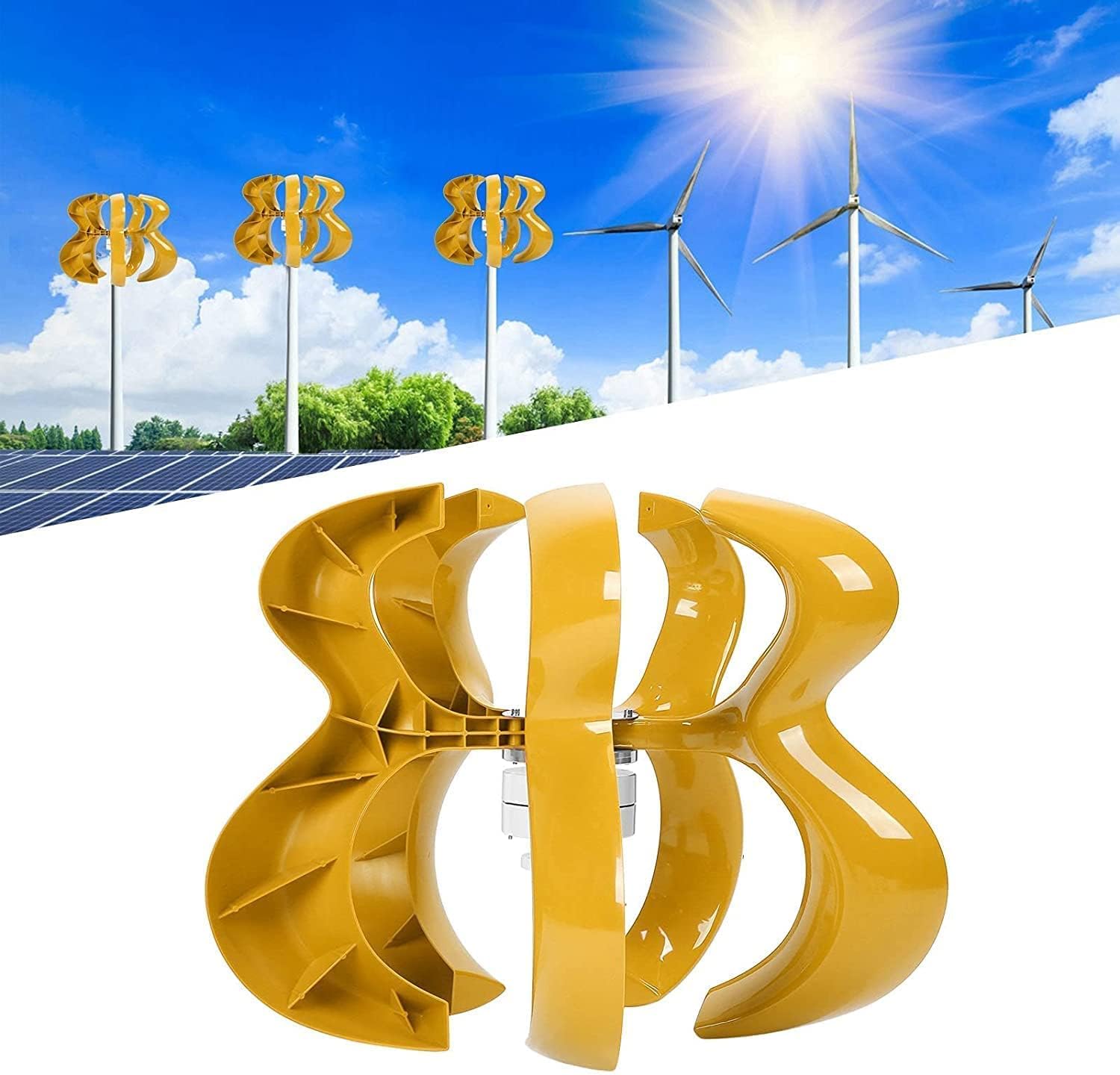 LiuSj JUnSt 4000W 5 Blades Low Wind Speed Start Vertical Wind Turbines Generator Kit MPPT Controller Silence Windmill LED Indicator