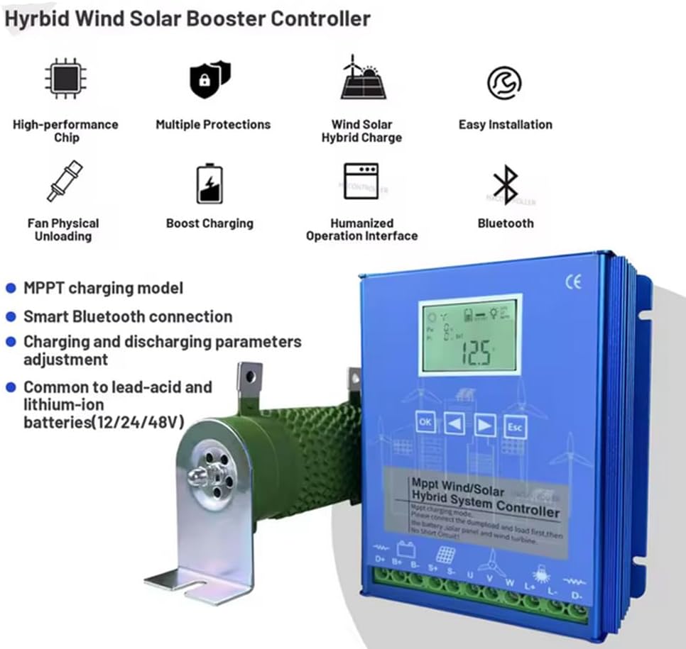 48v,HYZHANHONG with LCD Display Wind Solar Hybrid Charge Controller 3000W,12V24V/48V Automatic Wind and Solar Charge Controller Intelligent Regulator,48V