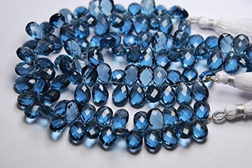 13 inch natural beads strand of 8x12mm faceted pear blue quartz gemstone briolletes beads for DIY jewelry - necklace, bracelet, earring, ring.