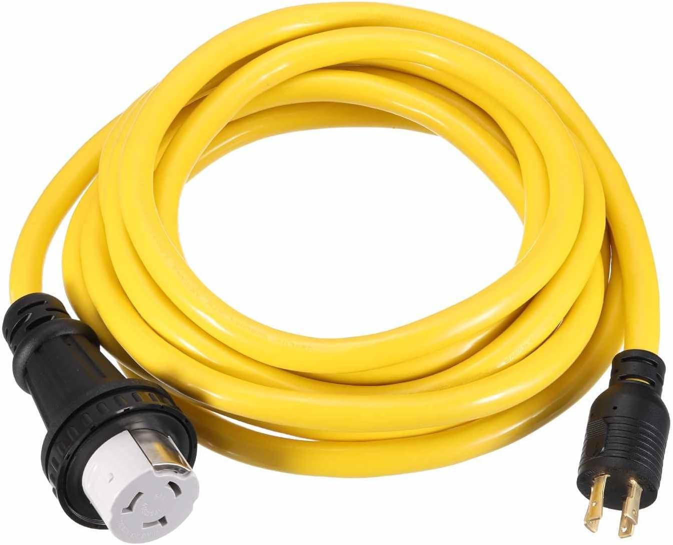 MECCANIXITY 20ft NEMA L14-30P to SS2-50R RV Marine Generator Transfer Switch Adapter Cord, 30A Generator Extension Cord L14-30P Male to 50A Marine Shore Power SS2-50R Female, 125V/250V