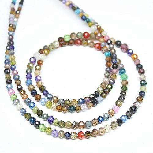 multi zircon micro rondelle faceted loose rondelle gemstone craft beads strand 14