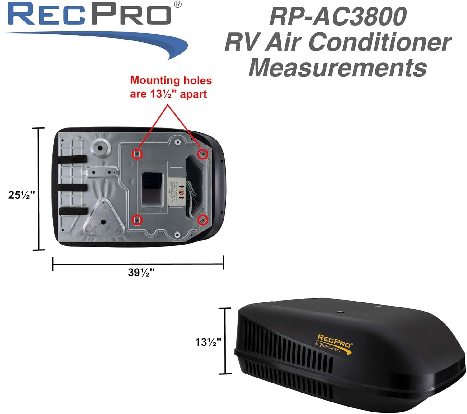 RecPro RV Air Conditioner 15K Ducted or Non-Ducted | Quiet AC | 110-120V | Heat Pump and Cooling | Easy Install | All-in-One Unit | For Camper, Fifth Wheel, Food Trucks (Non-Ducted, Black)