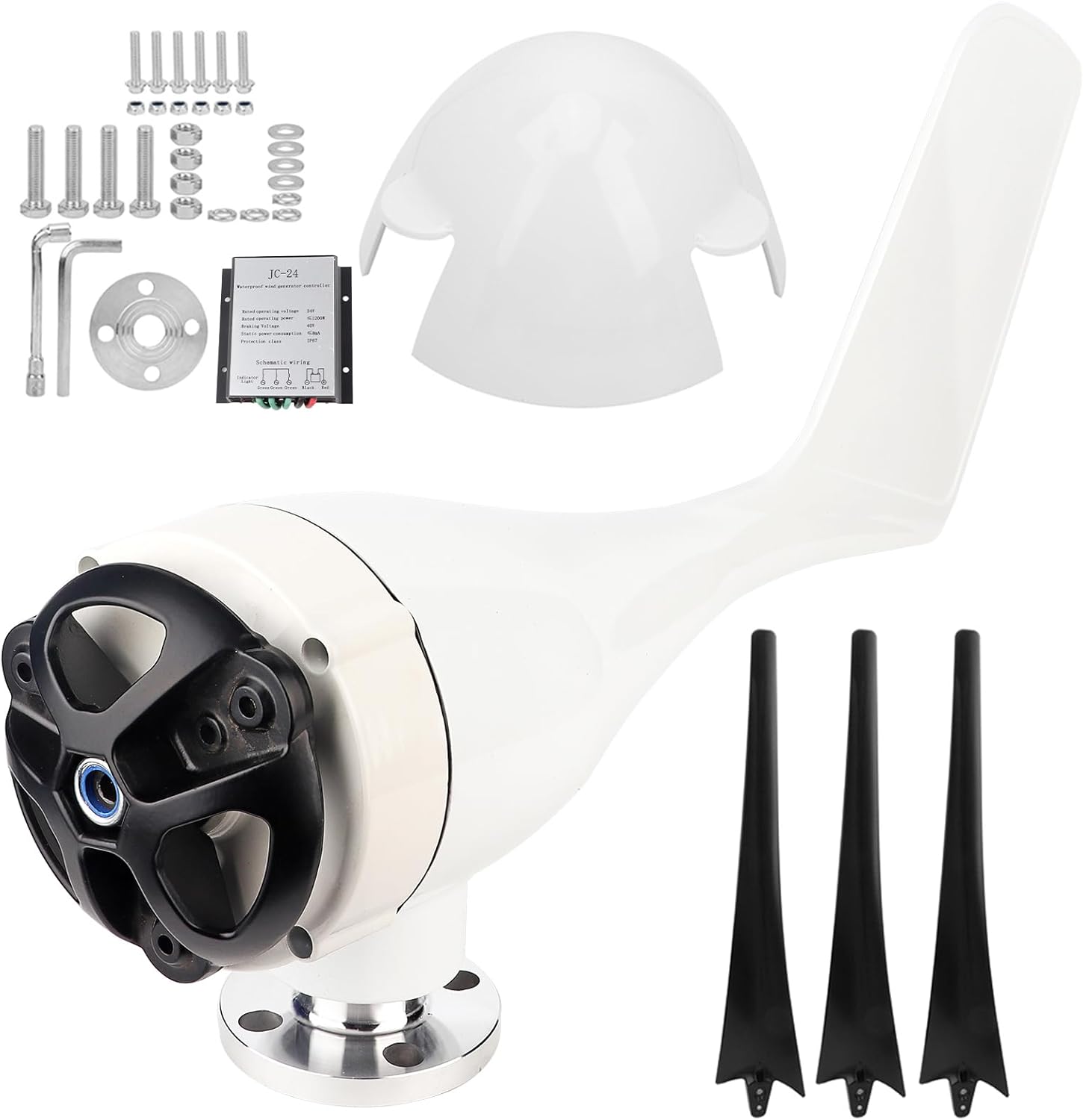 100W Wind Turbines Generator Kit Efficient Aerogenerator Controller Accessory Boats Cabins Terraces Mobile Home (24V)