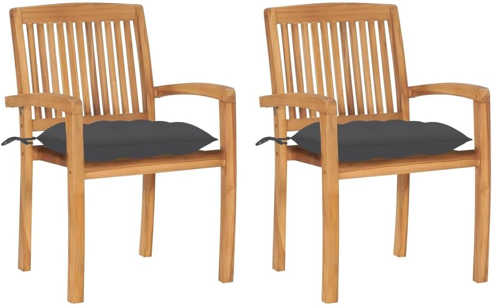 Patio Chair Patio Chairs 2 pcs with Anthracite Cushions Solid Teak Wood