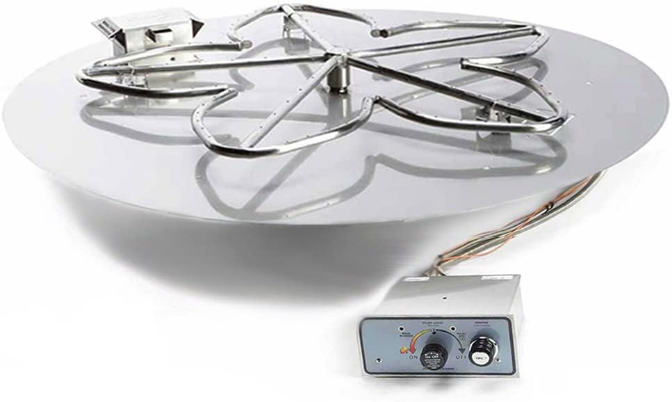 HPC Fire Push Button Flame Sensing Gas Fire Pit Kit (TOR-FPPK30-SQ-FLEX-NG), 30x30 Pan, 24