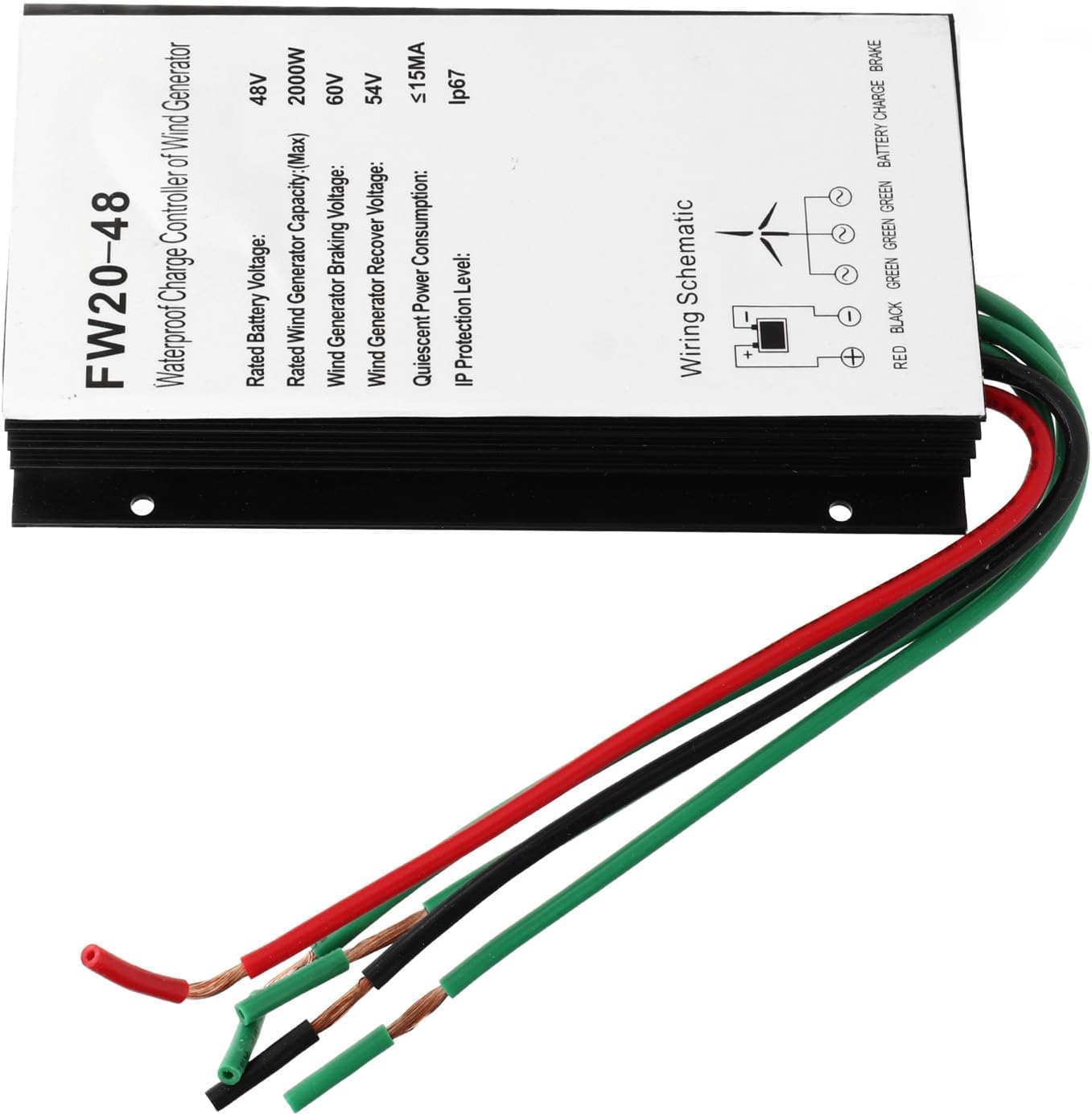 Wind Controller, 48V 2000W Wind Turbine Regulator with PWM Auto Identification, Aluminum Alloy Wind Generator Controller, Wind Power Charge Controller for System Managemen