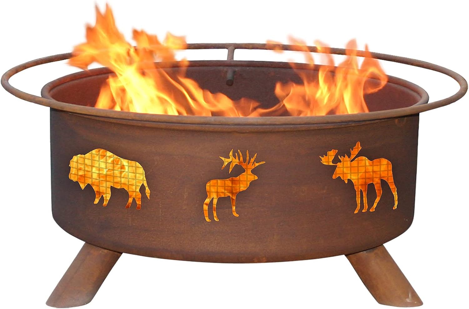 Patina Products F106 Wildlife Steel Outdoor Fire Pit - 24 x 24 x 11 inch - Natural Rust Patina Finish