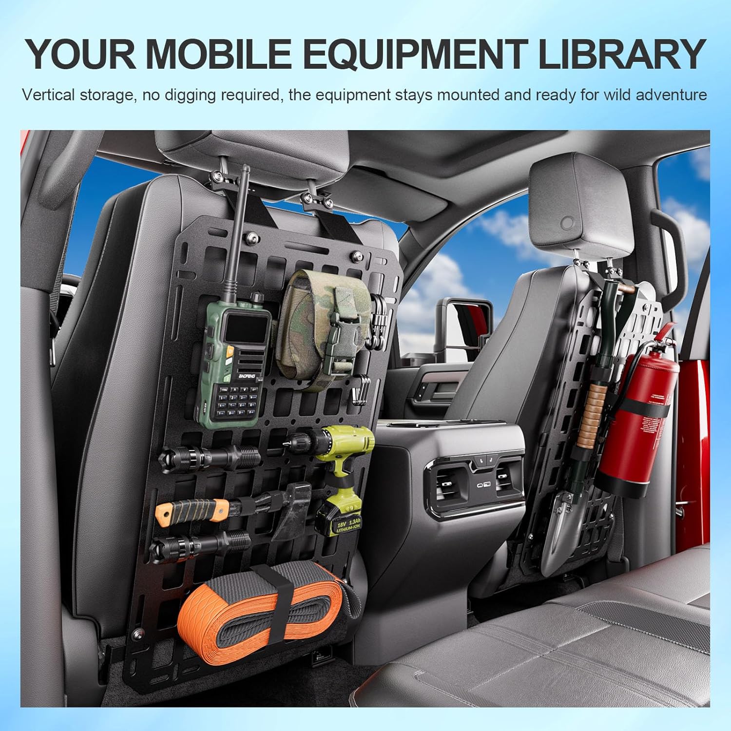 2PCS Seat Back Molle Panel Compatible with 2019-2025 Chevy Silverado GMC Sierra 1500 Seat Back Organizers Molle Tactical Truck Organizer Replacement for 2019-2025 Chevy Silverado Accessories