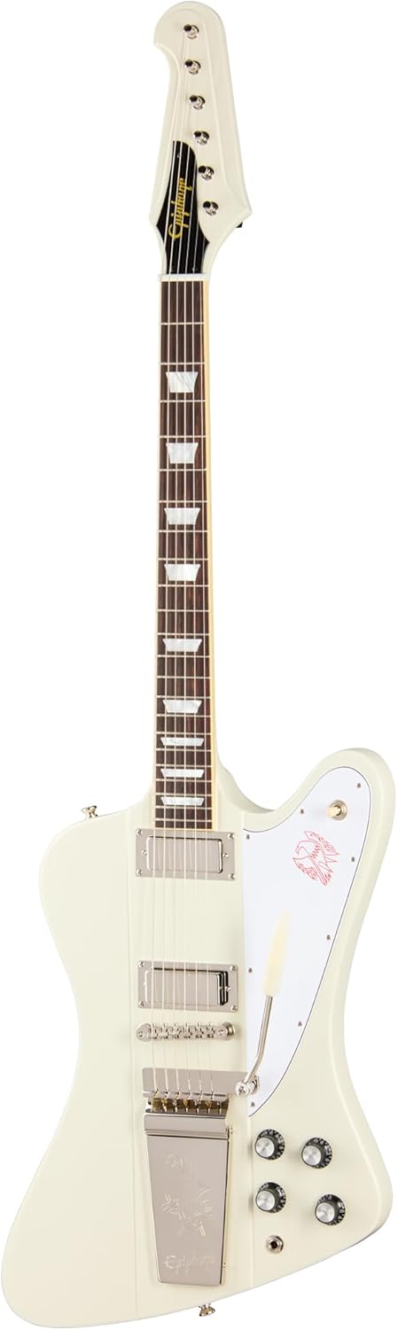 Epiphone Inspired by Gibson Custom 1963 Firebird V, Polaris White with Case