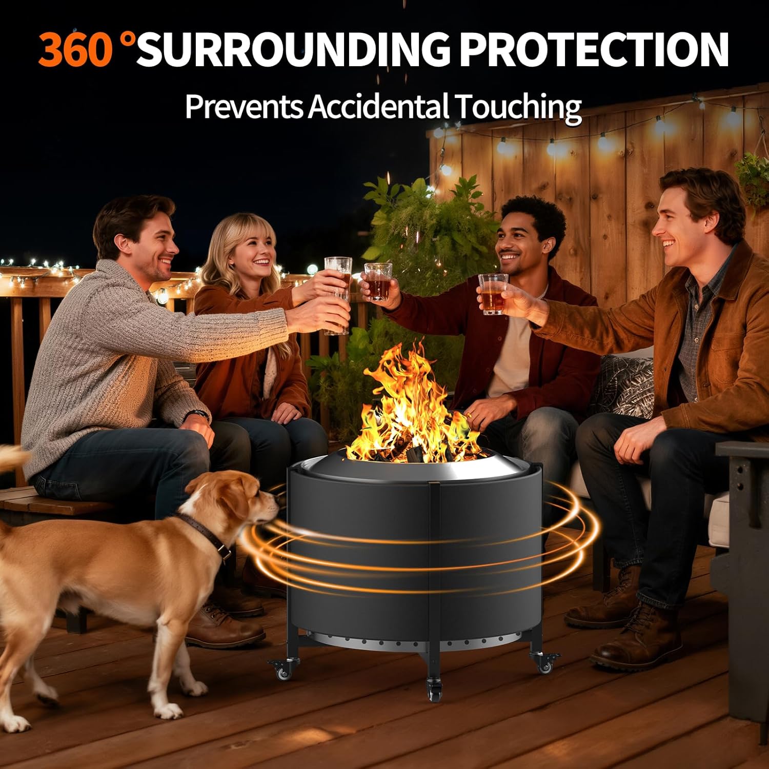 Riian Fire Pit Surround Tabletop for Solo Stove Bonfire,Wood Burning Fire Pit Surround Table for Outdoor,Small Patio, FirePit Accessories for Solo Stove Bonfire