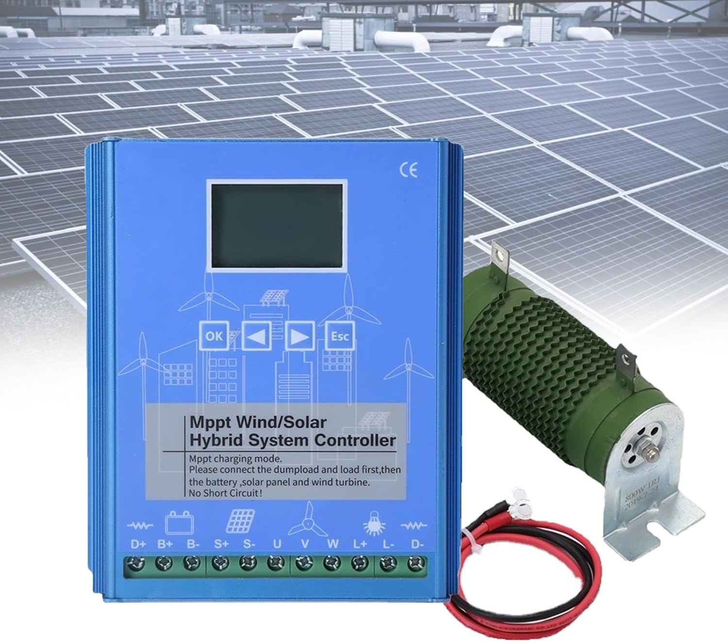 15000W Hybrid Charging Wind/Solar MPPT Controller with LCD Display - Auto-Switching 12V/24V/48V & Intelligent Control for Home/Marine Use(48V)