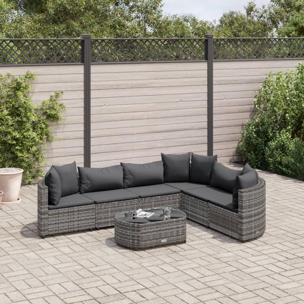 7 Piece Patio Sofa Set with Cushions Gray Poly Rattan,Versatile and Comfortable Rattan Garden Sofa Set for Relaxing and Socializing Outdoors Furniture Sets for Patio, Lawn & Garden