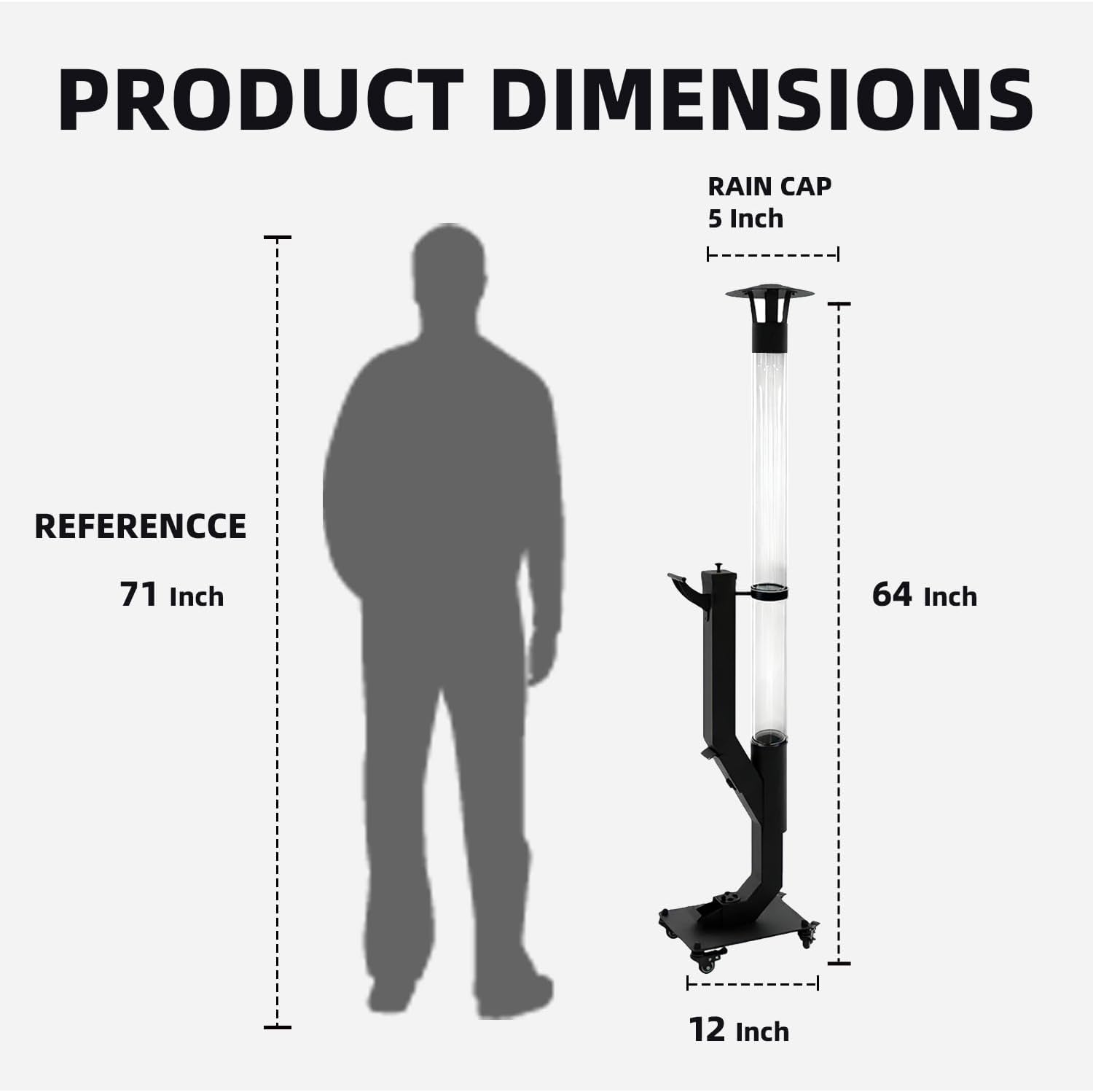 Eco Flame Smokeless Wood Pellet Fire Pit & Patio Heater, Portable Outdoor Rocket Stove with Glass Tube and Ash Tray for Backyard, Camping, Beach, Garden - Stainless Steel Premium