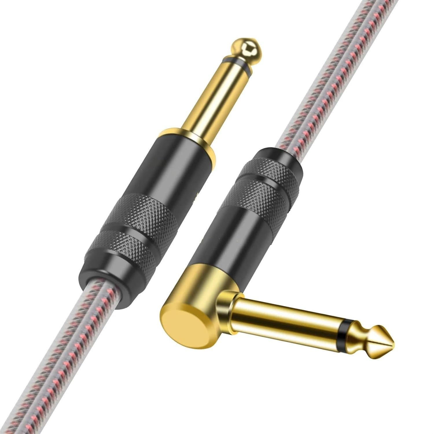 TSTS Guitar Audio Cable 6.35mm Cable 1/4 Inch Right Angle Instrument Cable Professional Electric Guitar Cord for Amplifier Preamp(12m)